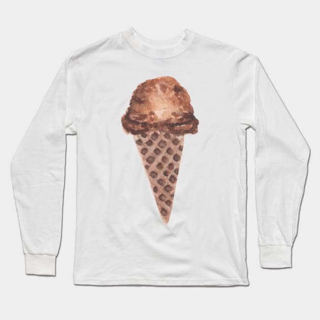 Chocolate ice cream cone Long Sleeve T-Shirt by GinaaArts